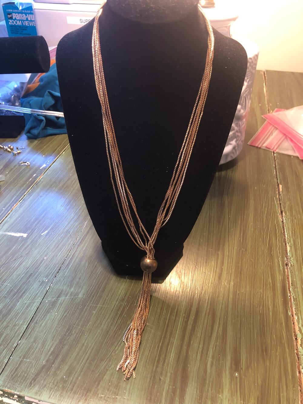 Beya Vintage EUC Gold Tone Multi Strand Tassel Necklace